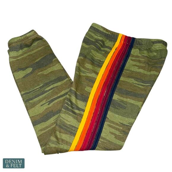 Aviator Nation Kids Sweatpants/Joggers Camo Rainbow Stripe Size 14 Made in USA - Picture 1 of 11